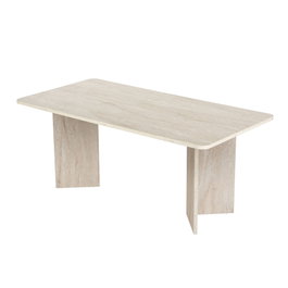 Hanah Home - Mesa de Comedor Travertino, 180x90x75 cm, Color Beige/Mármol, Tablero de Melamina, Capacidad 70 kg